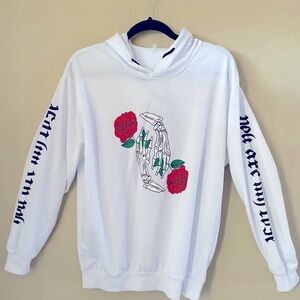 Skelton Rose Mens White Sweatshirt